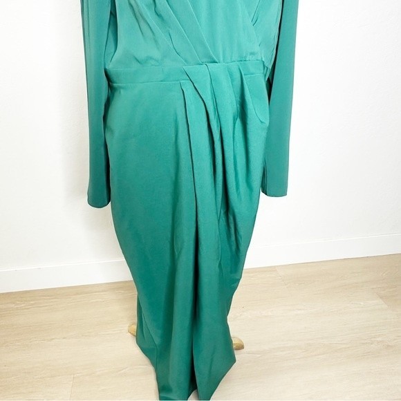 ASOS Design Long Sleeves Plunge Pleat Front Midi Dress in Dark Green NWT | 14 - Picture 4 of 16